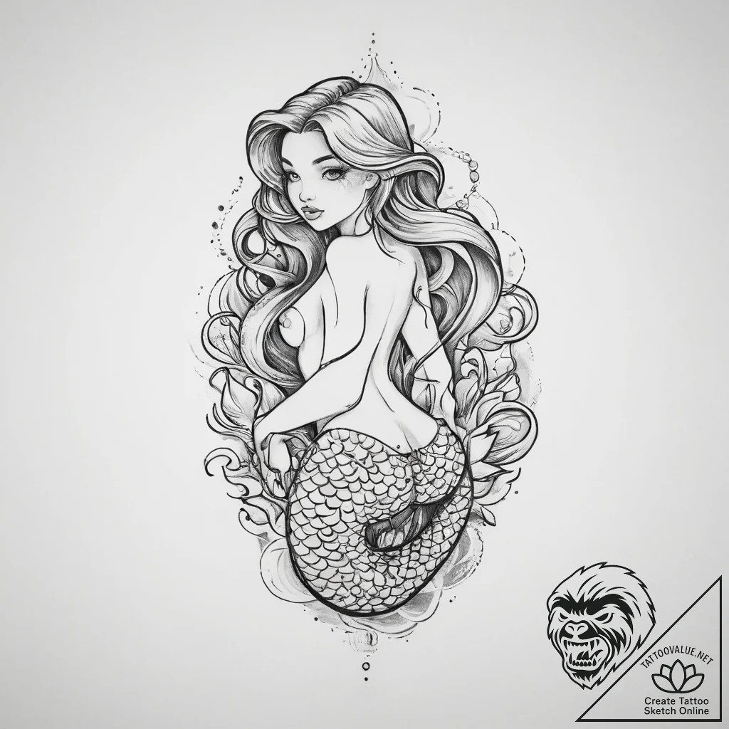 Tattoo sketch mermaid tattoo, tattoo drawing... - tattoo sketch (№1760666524_0, 17.10.2025 02:02) — tattoovalue.net