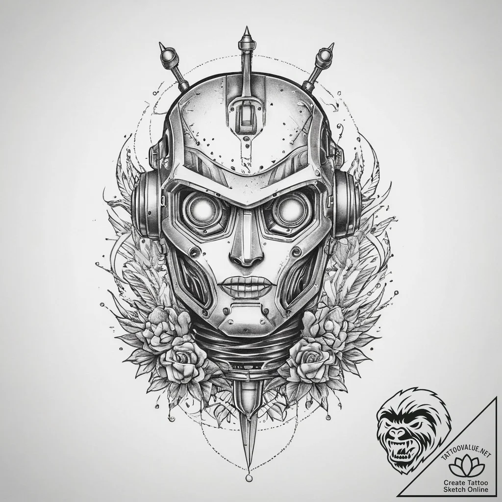 Tattoo sketch робот, artistic tattoo sketch,... - tattoo sketch (№1760667392_0, 17.10.2025 02:16) — tattoovalue.net