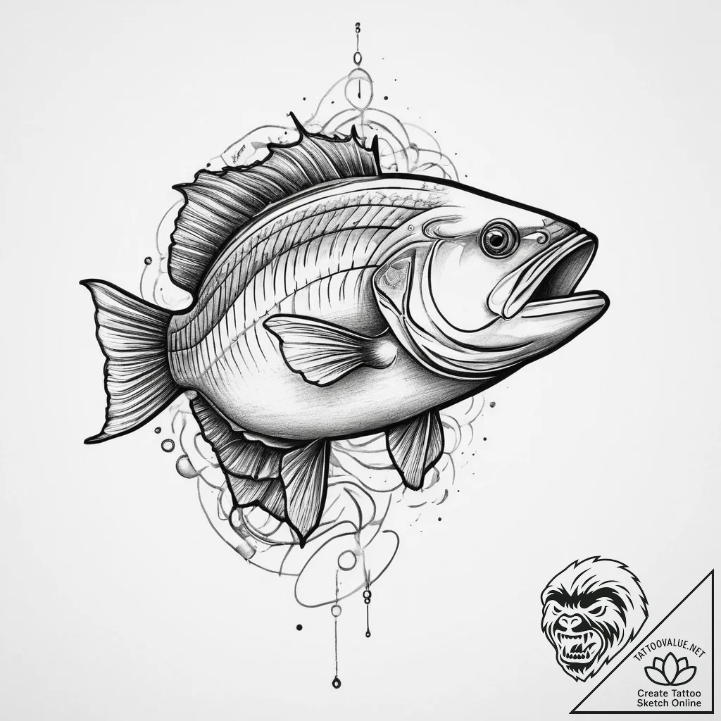 Tattoo sketch white bass, artistic tattoo ske... - tattoo sketch (№1760667828_0, 17.10.2025 02:23) — tattoovalue.net