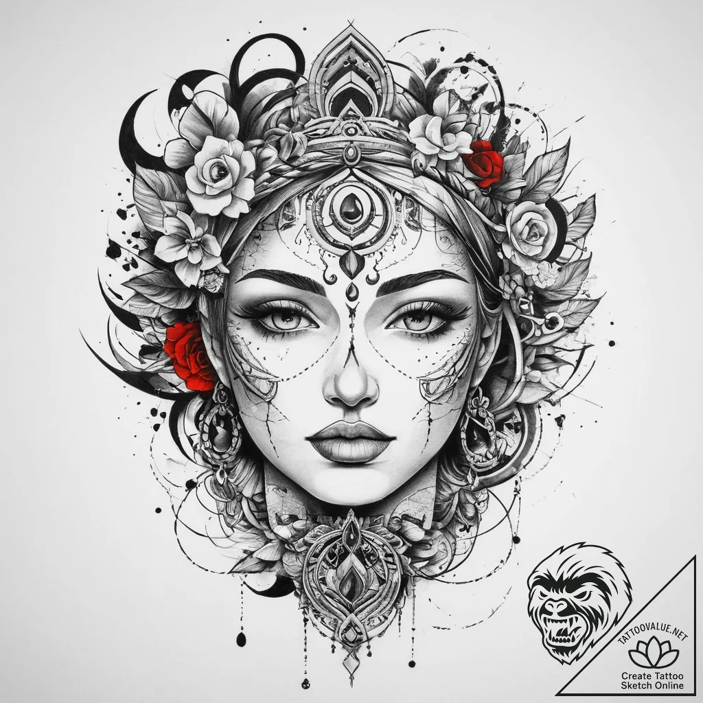 Tattoo sketch spiritual essence, tattoo line... - tattoo sketch (№1760668261_0, 17.10.2025 02:31) — tattoovalue.net