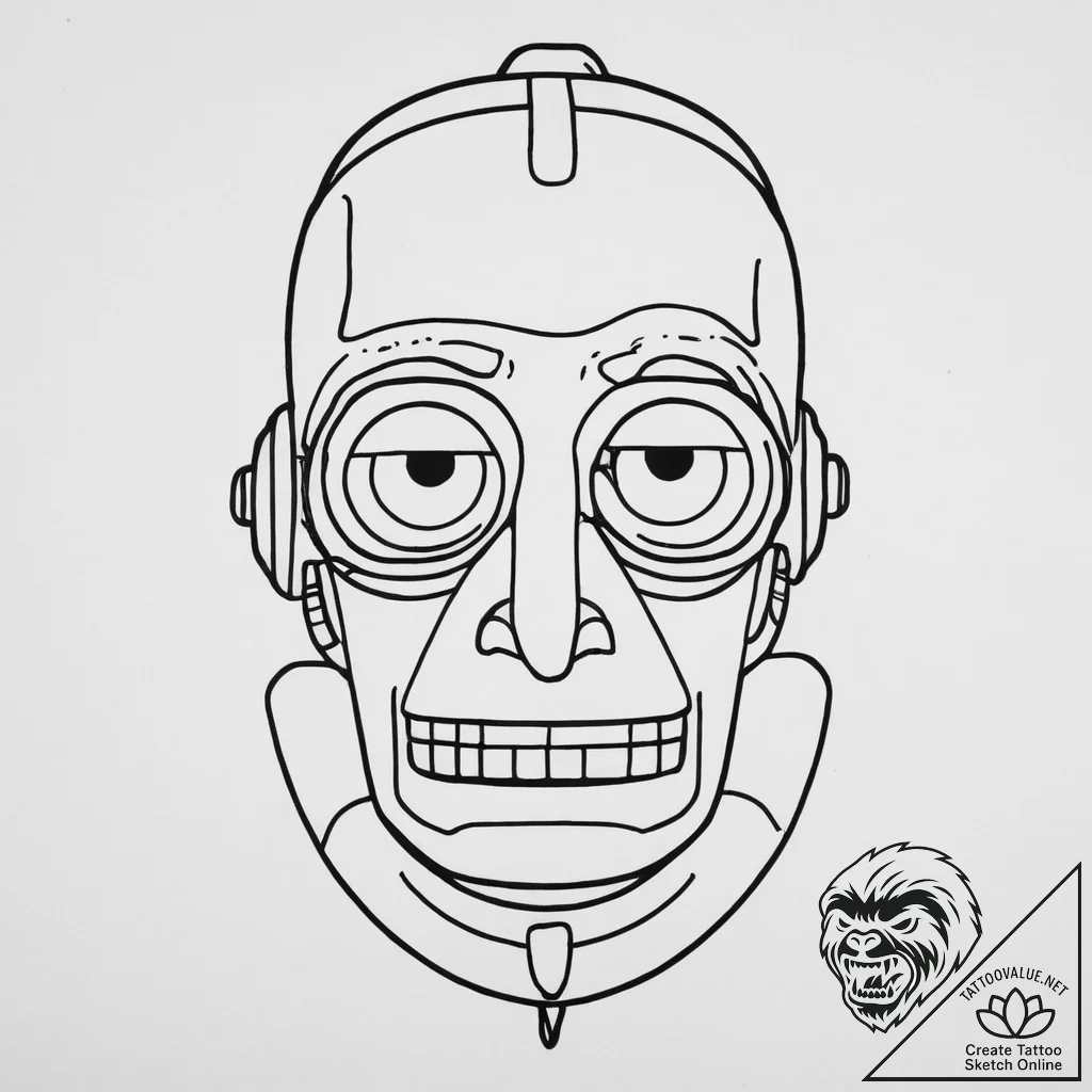 Tattoo sketch futurama bender portrait, tatto... - tattoo sketch (№1760670006_0, 17.10.2025 03:00) — tattoovalue.net