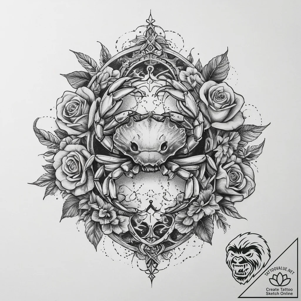 Tattoo sketch crab, artistic tattoo sketch, o... - tattoo sketch (№1760670222_0, 17.10.2025 03:03) — tattoovalue.net