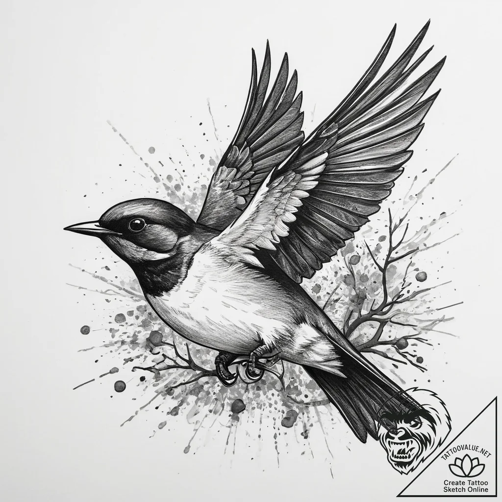Tattoo sketch tree swallow, tattoo sketch des... - tattoo sketch (№1760672175_0, 17.10.2025 03:36) — tattoovalue.net