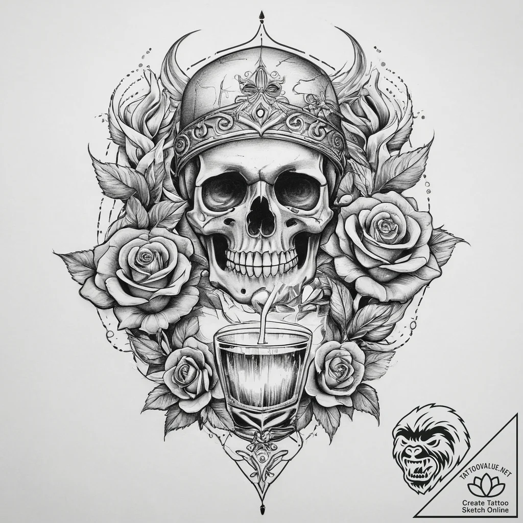Tattoo sketch bartender flaming drink, tattoo... - tattoo sketch (№1760673490_0, 17.10.2025 03:58) — tattoovalue.net