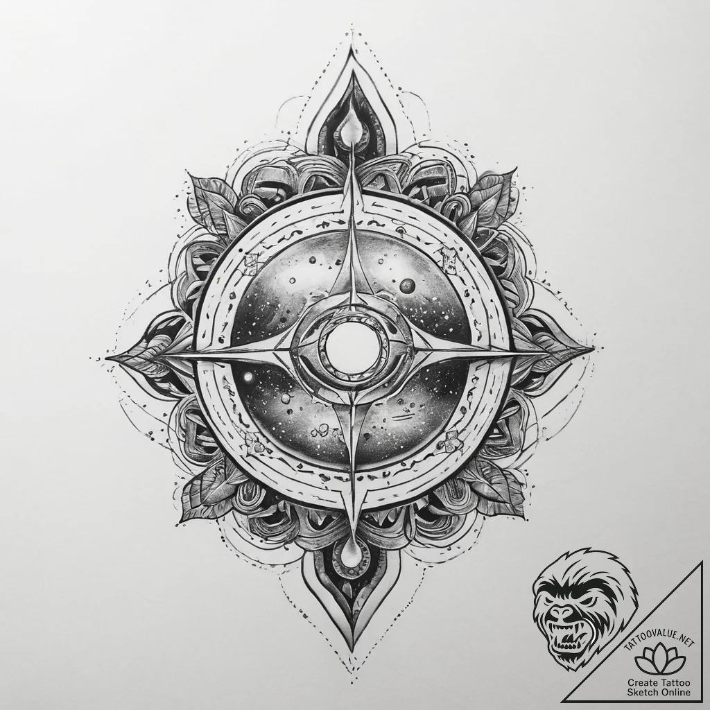 Tattoo sketch cosmic essence, concept art for... - tattoo sketch (№1760674367_0, 17.10.2025 04:12) — tattoovalue.net
