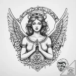 Tattoo sketch angel with a halo, artistic tat… – tattoo sketch (№1760674583_0, 17.10.2025 04:16) — tattoovalue.net