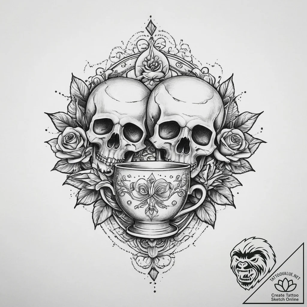 Tattoo sketch teacup tattoo, tattoo line art,... - tattoo sketch (№1760676547_0, 17.10.2025 04:49) — tattoovalue.net