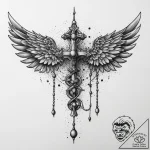 Tattoo sketch rosary beads with wings, tattoo… – tattoo sketch (№1760676765_0, 17.10.2025 04:52) — tattoovalue.net