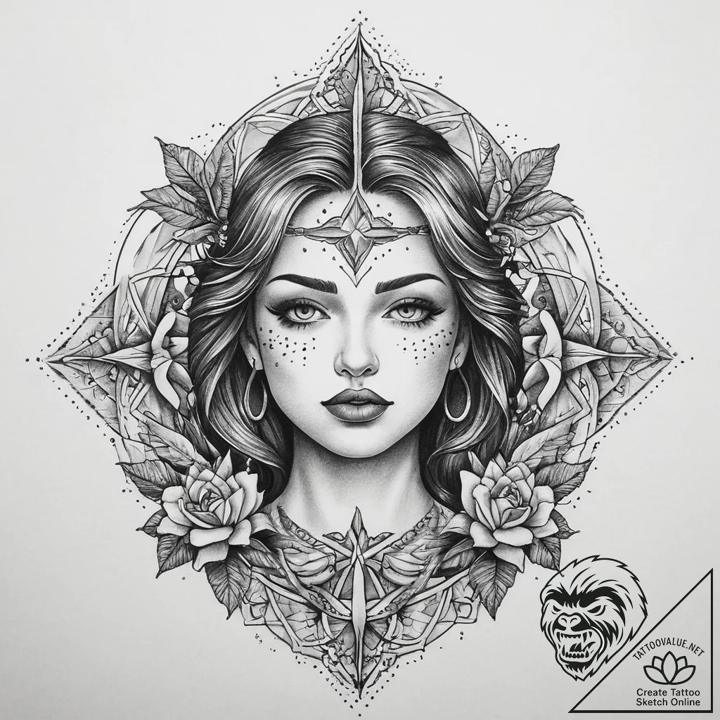Tattoo sketch blessed scene, ink illustration... - tattoo sketch (№1760680377_0, 17.10.2025 05:52) — tattoovalue.net