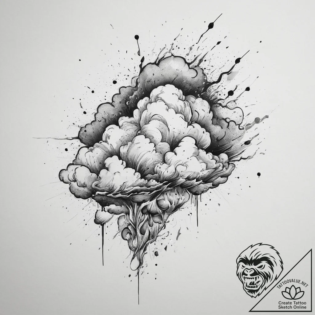 Tattoo sketch storm cloud, ink illustration f... - tattoo sketch (№1760681036_0, 17.10.2025 06:03) — tattoovalue.net