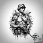 Tattoo sketch soldier with a scroll, tattoo d… – tattoo sketch (№1760681256_0, 17.10.2025 06:07) — tattoovalue.net