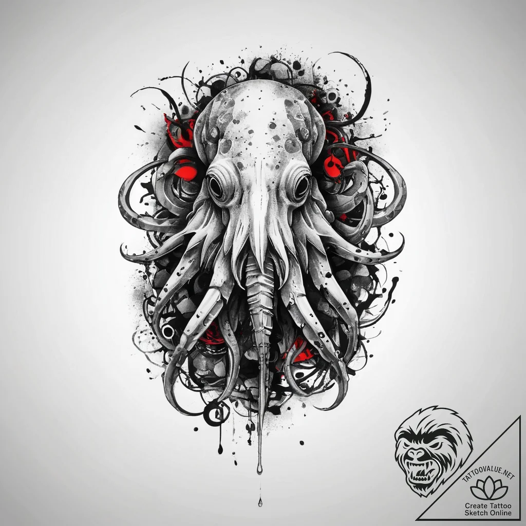Tattoo sketch cuttlefish, artistic tattoo ske... - tattoo sketch (№1760681473_0, 17.10.2025 06:11) — tattoovalue.net