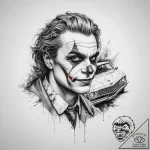 Tattoo sketch joker with a car – tattoo sketch (№1760682998_0, 17.10.2025 06:36) — tattoovalue.net