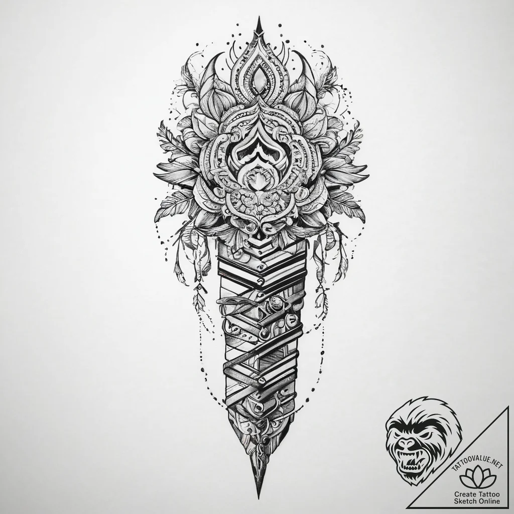Tattoo sketch elegant comb tattoo - tattoo sketch (№1760684524_0, 17.10.2025 07:02) — tattoovalue.net