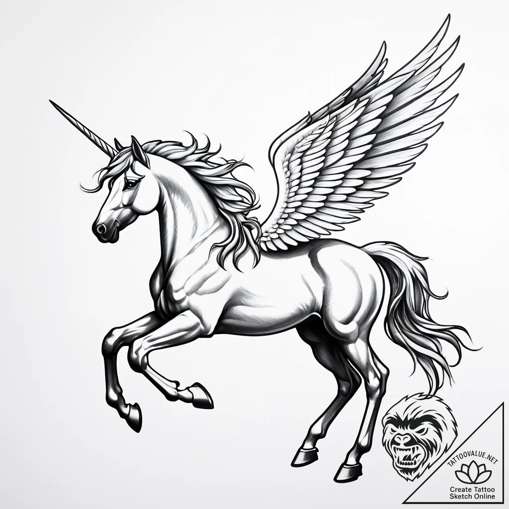 Pegasus - tattoo sketch (№1760699047_0, 17.10.2025 11:04) — tattoovalue.net