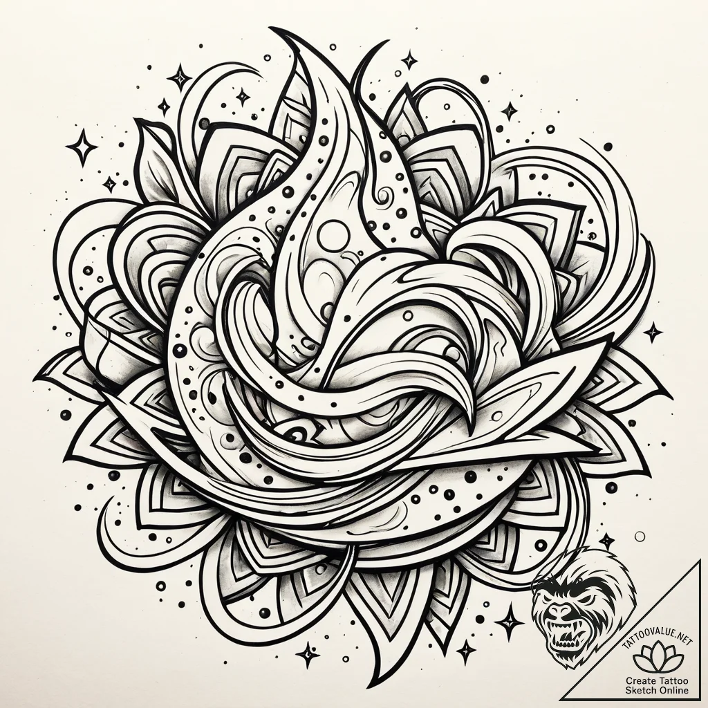 Tattoo sketch cosmic representation, tattoo l... - tattoo sketch (№1760699917_0, 17.10.2025 11:18) — tattoovalue.net