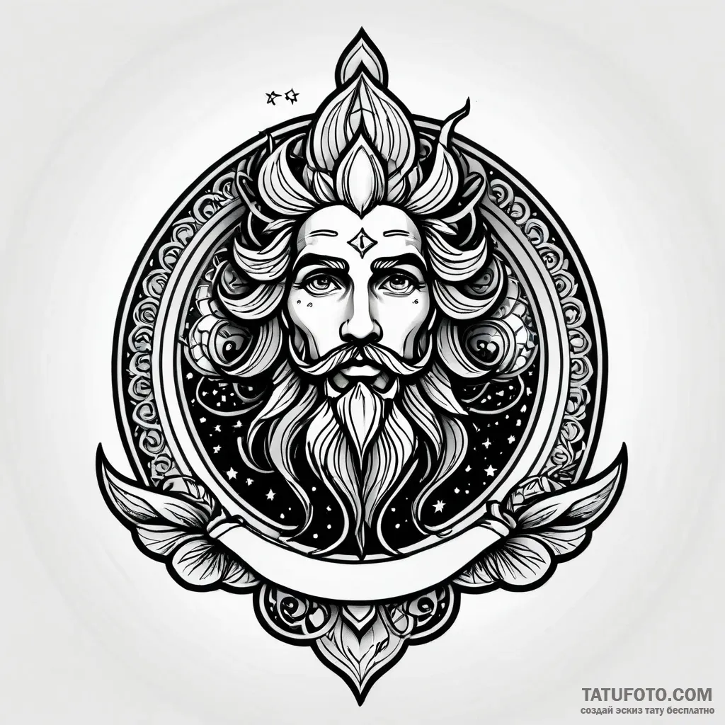 Tattoo sketch neptune planet, tattoo flash sh... - стиль Jagger Old - эскиз тату (19.10.2025 13:37)