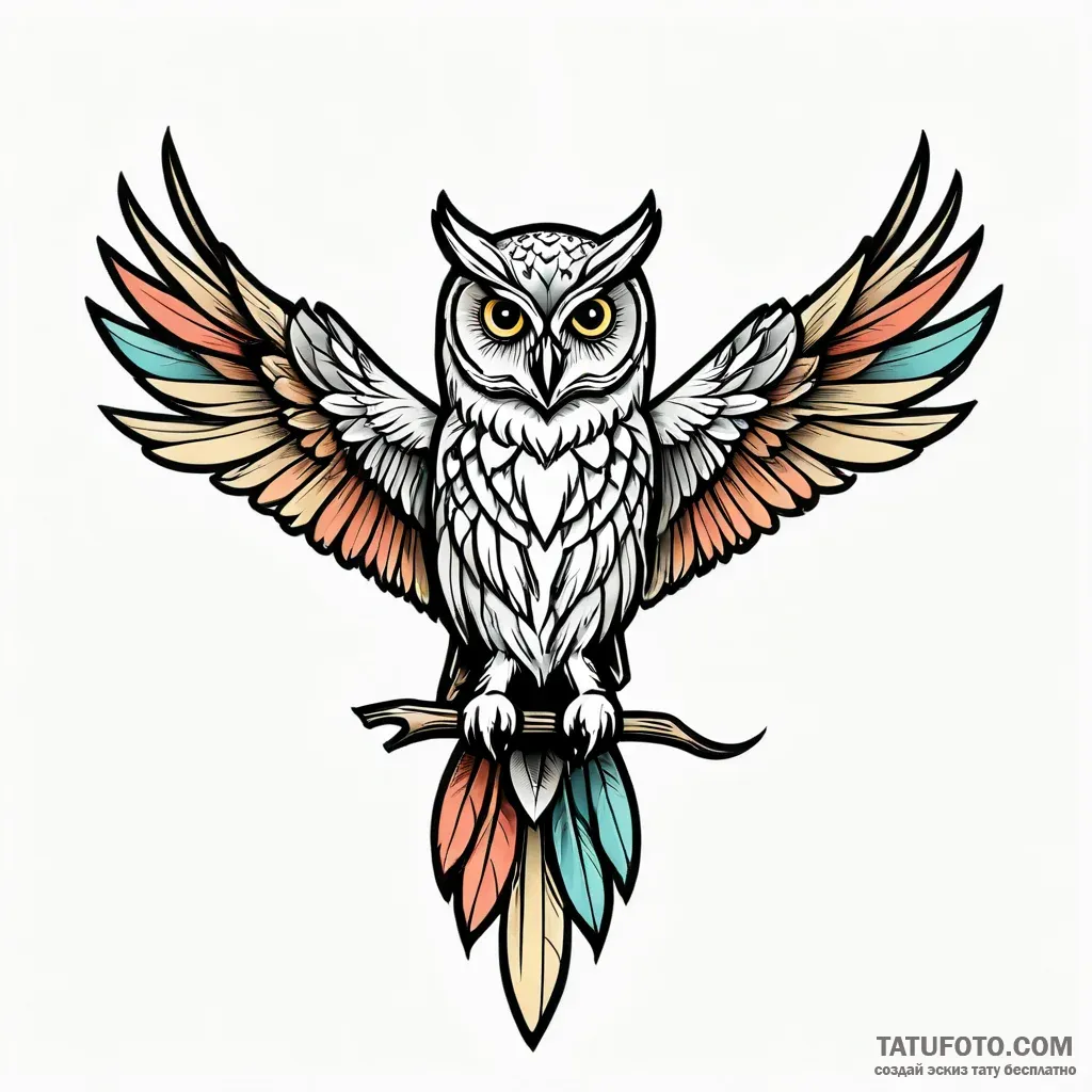 Tattoo sketch owl tattoo - стиль Jagger Old - эскиз тату (19.10.2025 13:39)