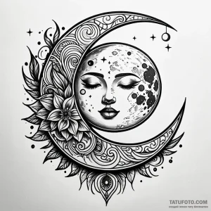 Tattoo sketch узор в виде луны, tattoo flash… – style Jaeger Simple – tattoo sketch (19.10.2025 14:07)