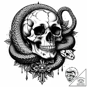 Tattoo sketch skull with a snake, artistic ta… – style Jaeger Mini – tattoo sketch (20.10.2025 09:36)