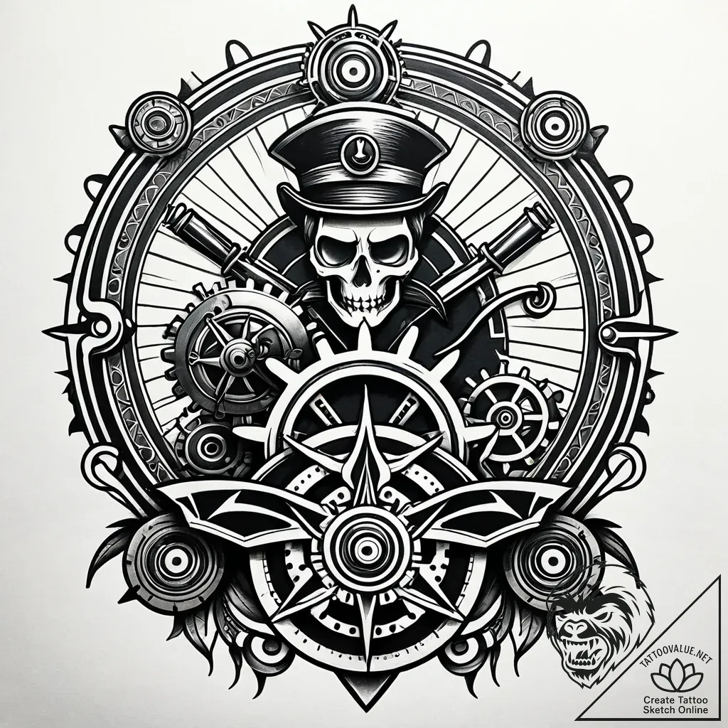 Tattoo sketch, john silver silhouette with me... - style Jaeger Simple - tattoo sketch (01.11.2025 09:22)