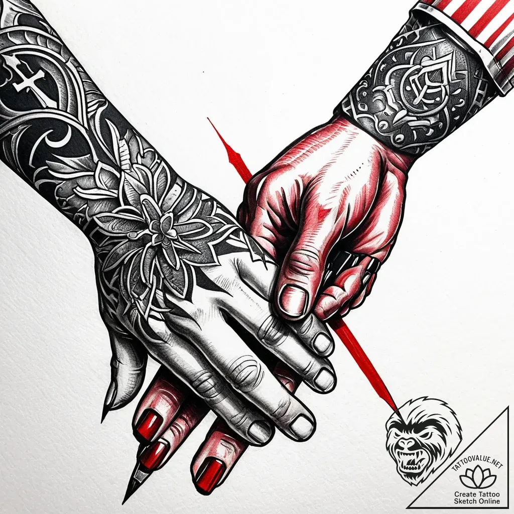 Tattoo sketch, jim and john silver handshake,... - style Jaeger Simple - tattoo sketch (01.11.2025 10:56)