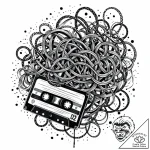 Magnetic tape from a cassette, tangled, conce… – style Jaeger Mini – tattoo sketch (01.11.2025 23:13)