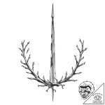 Thorned wreath beneath frozen spire, artistic… – style Flux Inscriptions – tattoo sketch (01.11.2025 23:23)