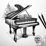 Piano keys, minimalist black and white, tatto… – style Jaeger Simple – tattoo sketch (01.11.2025 23:28)
