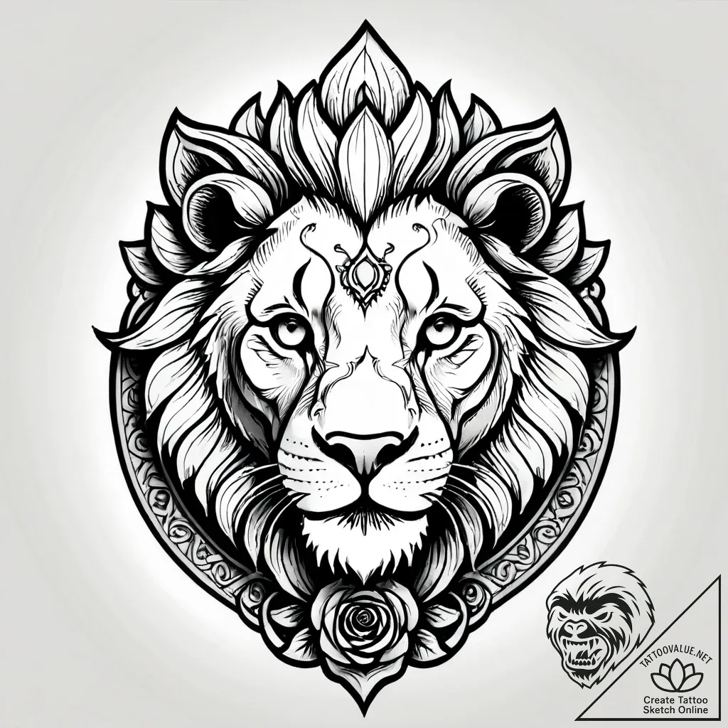 Door knocker, ornate and lion-headed, on a so... - style Jagger Old - tattoo sketch (01.11.2025 23:38)