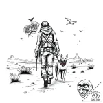 Lone wanderer in a post-apocalyptic desert, w… – style Flux Inscriptions – tattoo sketch (02.11.2025 00:03)
