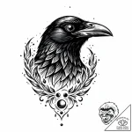 Engraved raven with molten eyes, tattoo sketc… – style Jaeger Mini – tattoo sketch (02.11.2025 00:13)