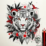 Tat tattoo sketch, animals of the jungle in a… – style Jaeger Simple – tattoo sketch (02.11.2025 00:28)