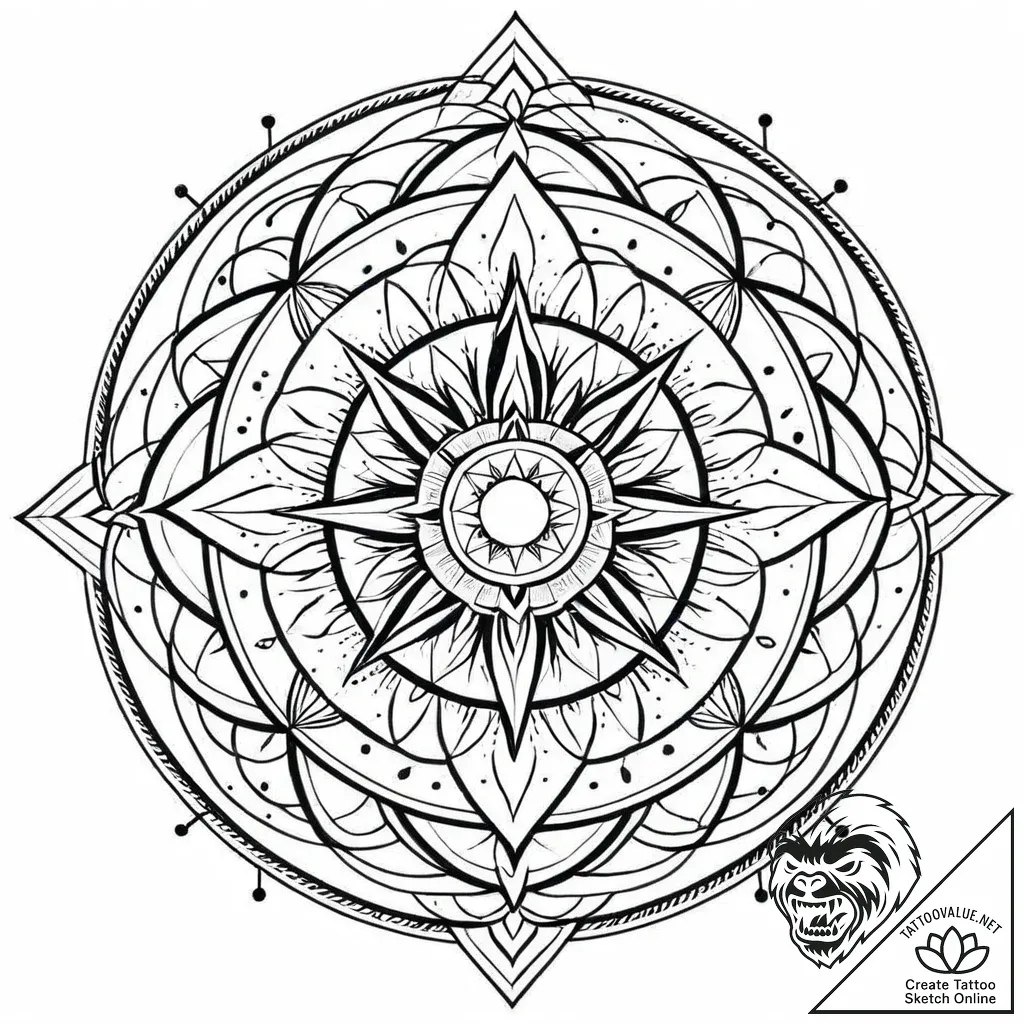 Tat tattoo sketch, geometric sacred circle wi... - style Jaeger Mini - tattoo sketch (02.11.2025 00:33)