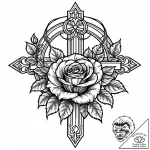 Engraved rose beneath spectral gate, artistic… – style Jaeger Mini – tattoo sketch (02.11.2025 01:13)