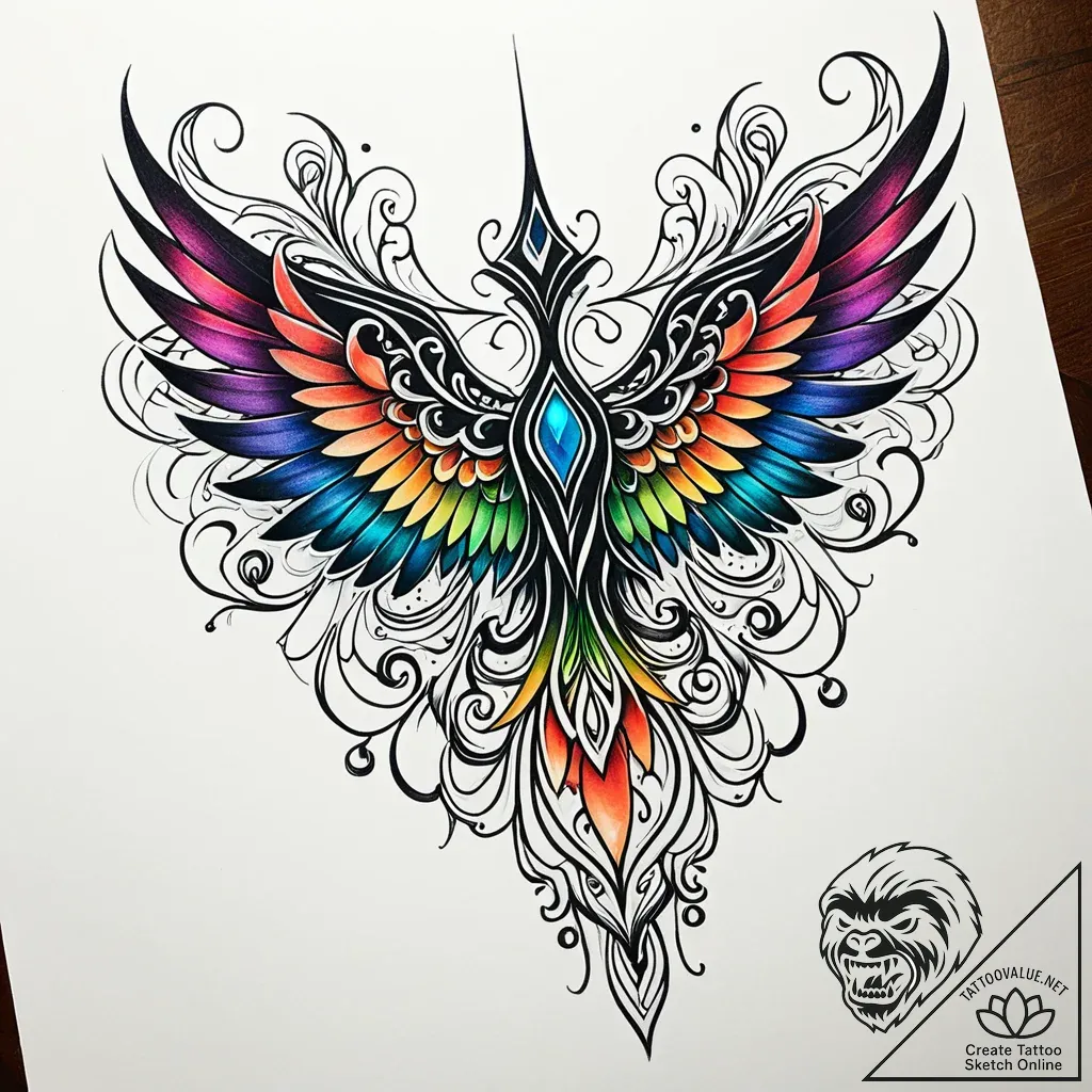 Xiphos wings beneath spectral veil, concept a... - style Jaeger Simple - tattoo sketch (02.11.2025 01:48)