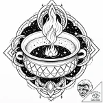 Cauldron bubbling with a swirling galaxy, con… – style Jaeger Mini – tattoo sketch (02.11.2025 01:53)