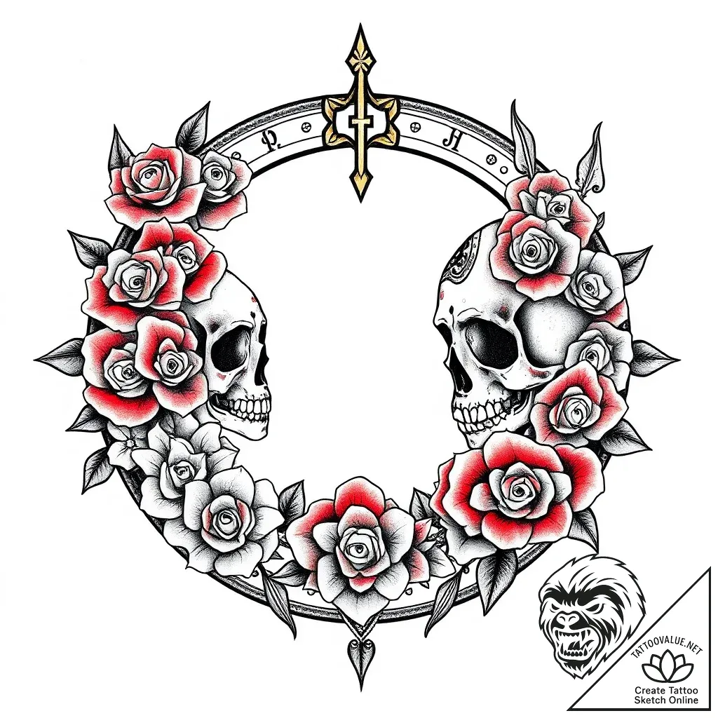 A brushstroke circle (enso), tattoo sketch de... - style Flux Inscriptions - tattoo sketch (02.11.2025 02:03)