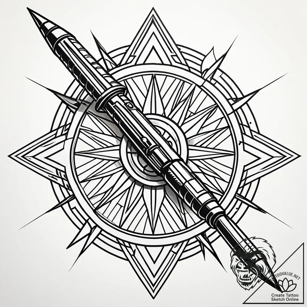 Javelin missile in mid-flight, with a trail o... - style Jaeger Simple - tattoo sketch (02.11.2025 02:08)