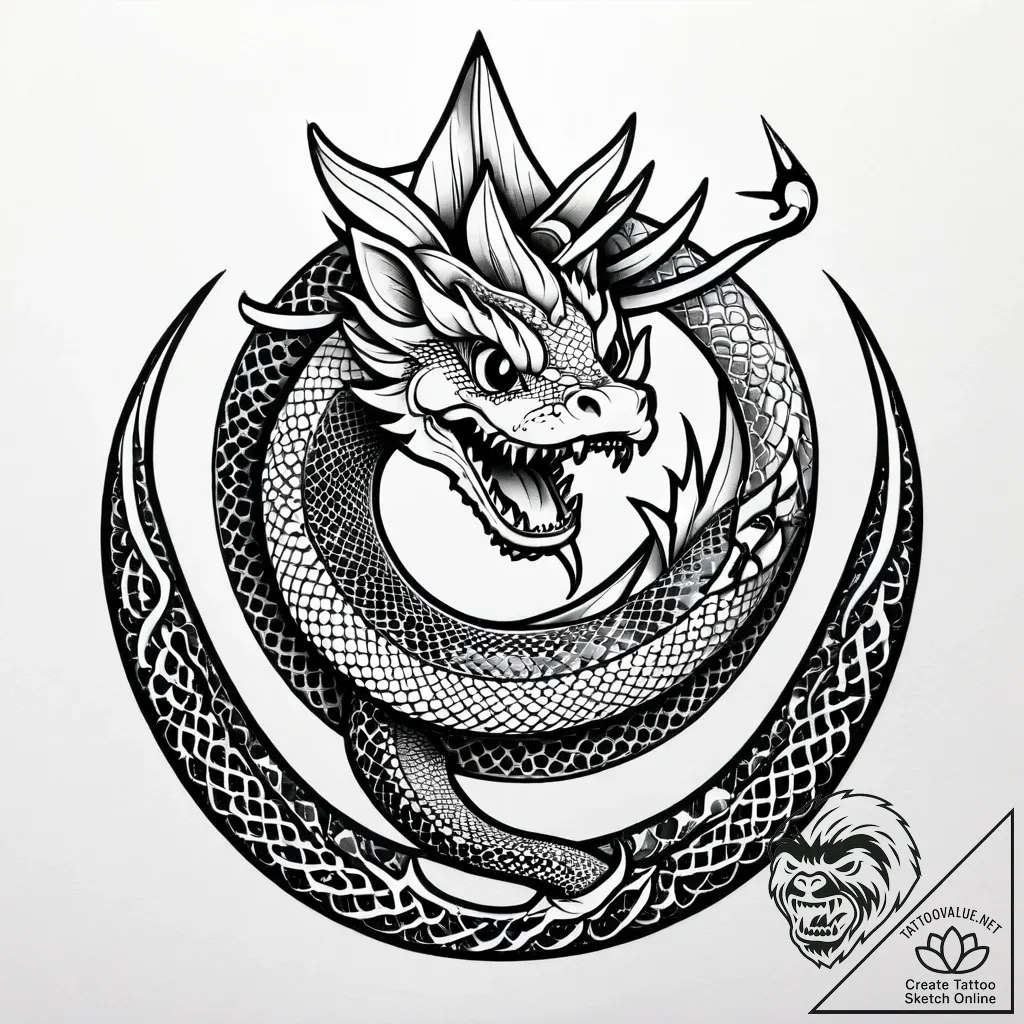 Ivory serpent crowned with stars, artistic ta... - style Jagger Old - tattoo sketch (02.11.2025 02:18)