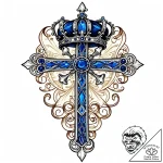 Sapphire staff crowned with bone, ink illustr… – style Jaeger Mini – tattoo sketch (02.11.2025 02:33)