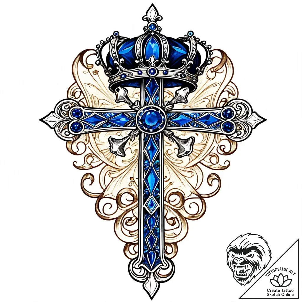 Sapphire staff crowned with bone, ink illustr... - style Jaeger Mini - tattoo sketch (02.11.2025 02:33)