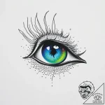 Peacock eye reflecting starlight, tattoo sket… – style Flux Inscriptions – tattoo sketch (02.11.2025 02:43)