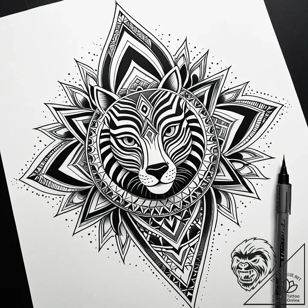 Eskizto, tattoo sketch, melman stretching nec... - style Jaeger Simple - tattoo sketch (02.11.2025 02:48)