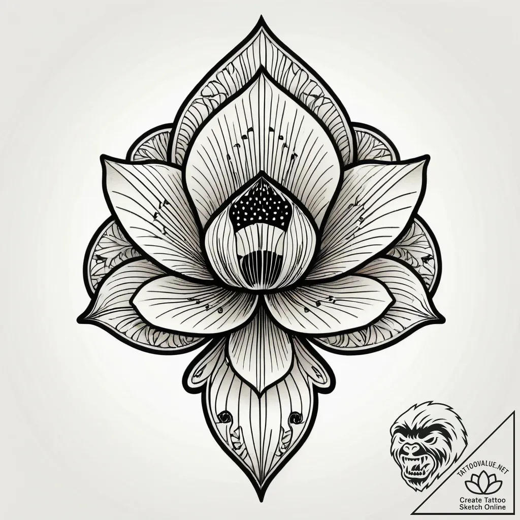 Poppy petals beneath iron helm, tattoo drawin... - style Jagger Old - tattoo sketch (02.11.2025 02:58)