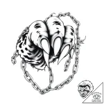 Tiger claw wrapped in spectral chains, tattoo… – style Flux Inscriptions – tattoo sketch (02.11.2025 03:23)