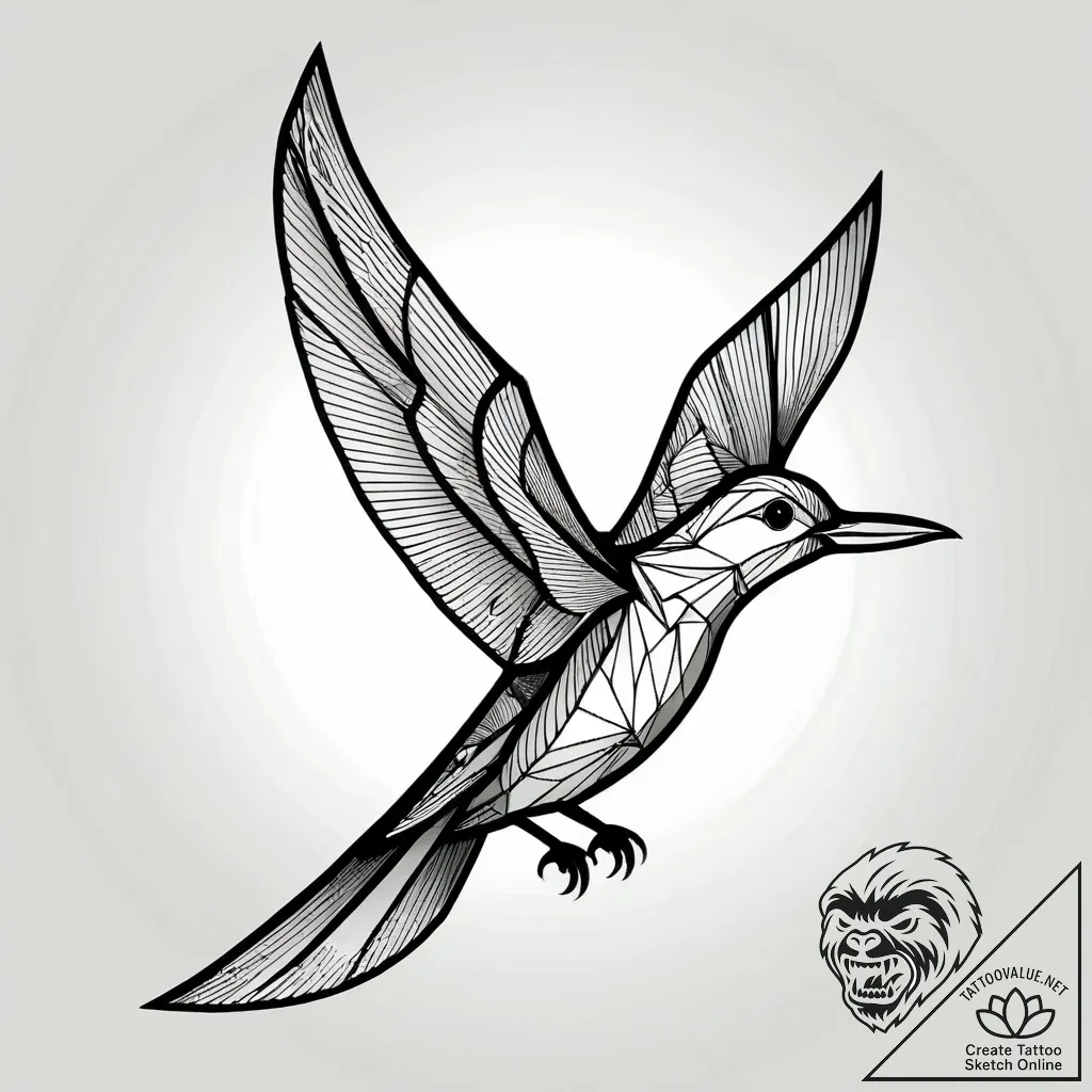 A whimsical bird on a branch silhouetted, gra... - style Jagger Old - tattoo sketch (02.11.2025 03:38)