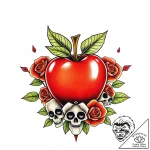 Apple, tattoo flash sheet design, vibrant col… – style Flux Inscriptions – tattoo sketch (02.11.2025 04:03)