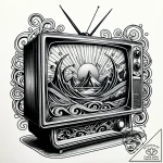 Analog tv with static screen showing ‘no sign… – style Jaeger Simple – tattoo sketch (02.11.2025 04:08)