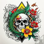 Traffic light with all three lights showing a… – style Jaeger Simple – tattoo sketch (02.11.2025 04:28)